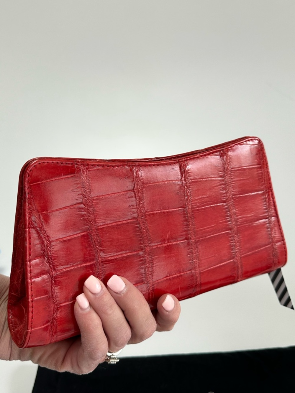 New Clutch Evening Bag Red Genuine Crocodile Skin Handmade New York